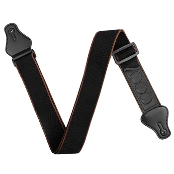 

Guitar Strap with 3 Pick Holders 100% Soft Cotton Strap for Bass Electric & Acoustic Guitars (Black)