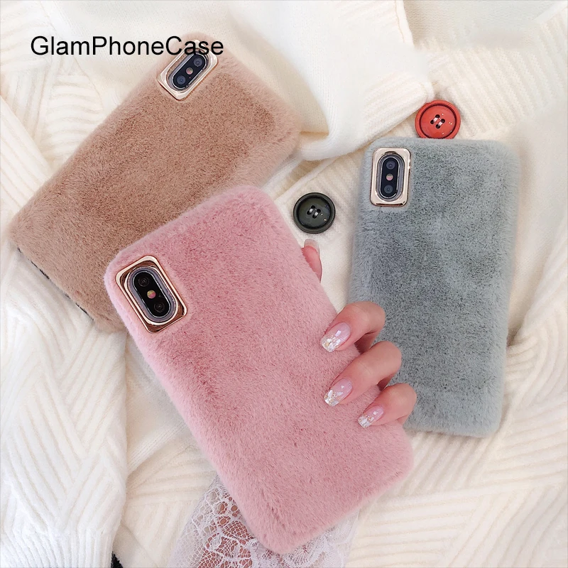GlamPhoneCase Ранняя осень сплошной цвет плюшевый чехол для iPhone X XS Max XR Мягкий силиконовый чехол для iPhone 7 8 6 6s Plus чехол