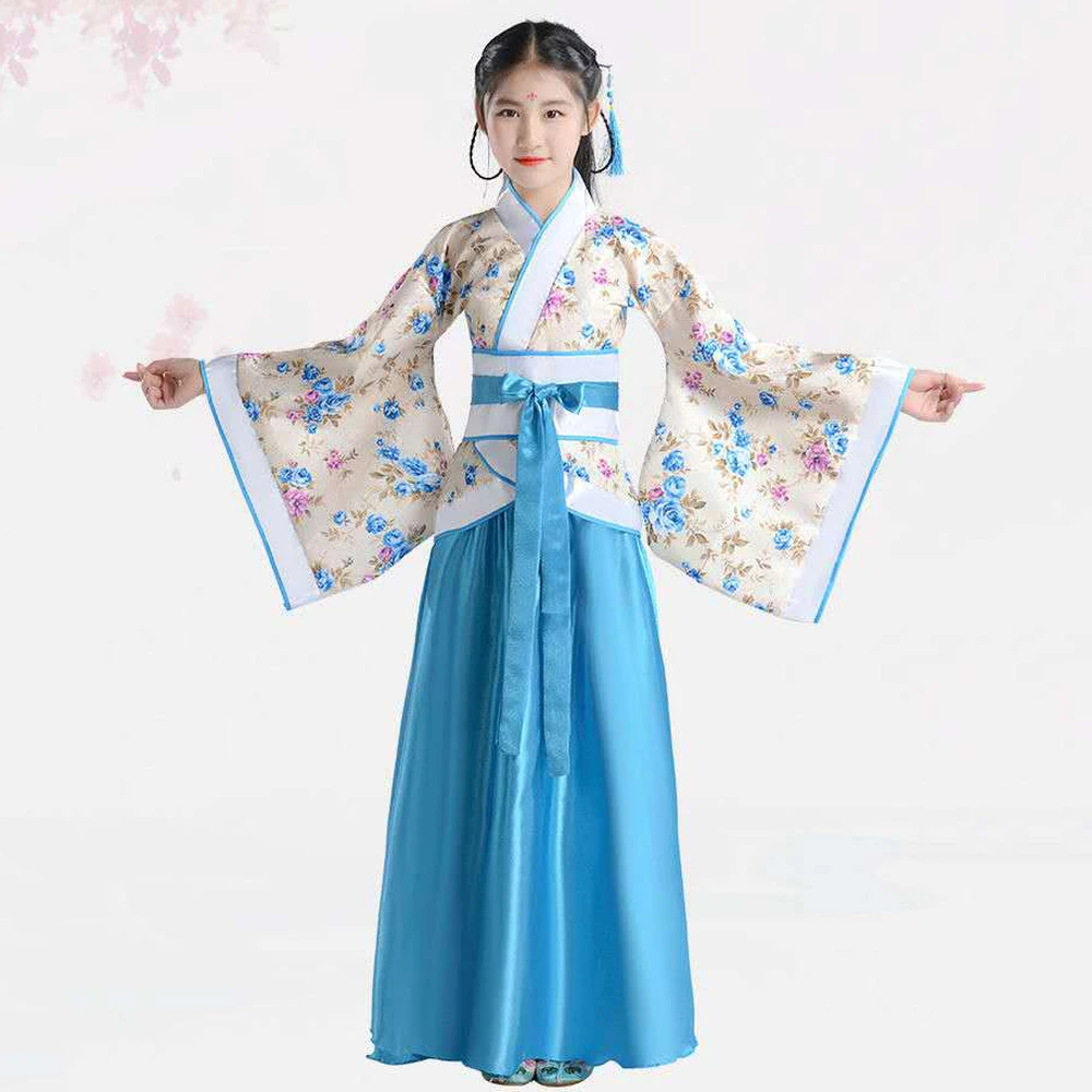 Antagonisme schaak Beleefd Girl Embroidery Traditional Chinese Skirt + Kimono Top Blue Lavender Pink  Red Children Hanfu Chineses Elegent Hanfu Dress Kids - Hanfu - AliExpress