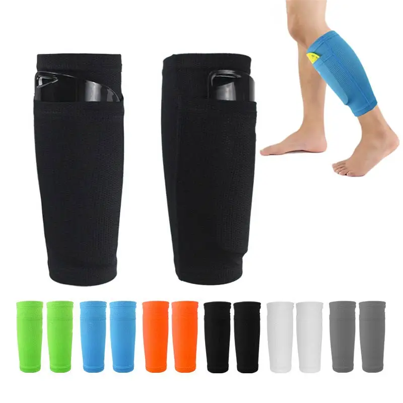 1Pair Soccer Protective Socks With Pocket Compression Calf Sleeves for Shin Pads Breathable Sport Shin Guard Holders Youth Adult