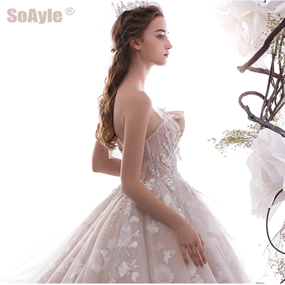 SoAyle Vestido de Noiva Хепберн Роскошные бисером свадебное платье без бретелек Свадебное