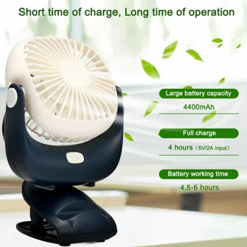 

Mini USB Rechargeable Air Cooling Clip Desk Fans Portable Multi Use 3Speed 360° Adjustable Desktop Office Fan with Phone Holder