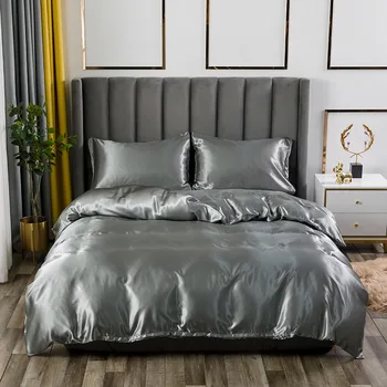 

Luxury Queen King Size Bed Set Quilt Duvet Cover Linens And Pillowcase For Single Double Bedclothes Satin Silk Bedding Set