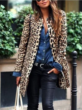 

2019winter jacket women new female jacket ladies leopard sexy windbreaker leopard print fashion long coat