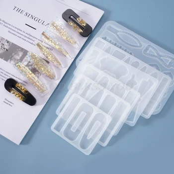 

Crystal Epoxy Resin Mold Hair Clip Barrette Casting Silicone Mould DIY Crafts Jewelry Hairpin Making Tools Drop Shipping