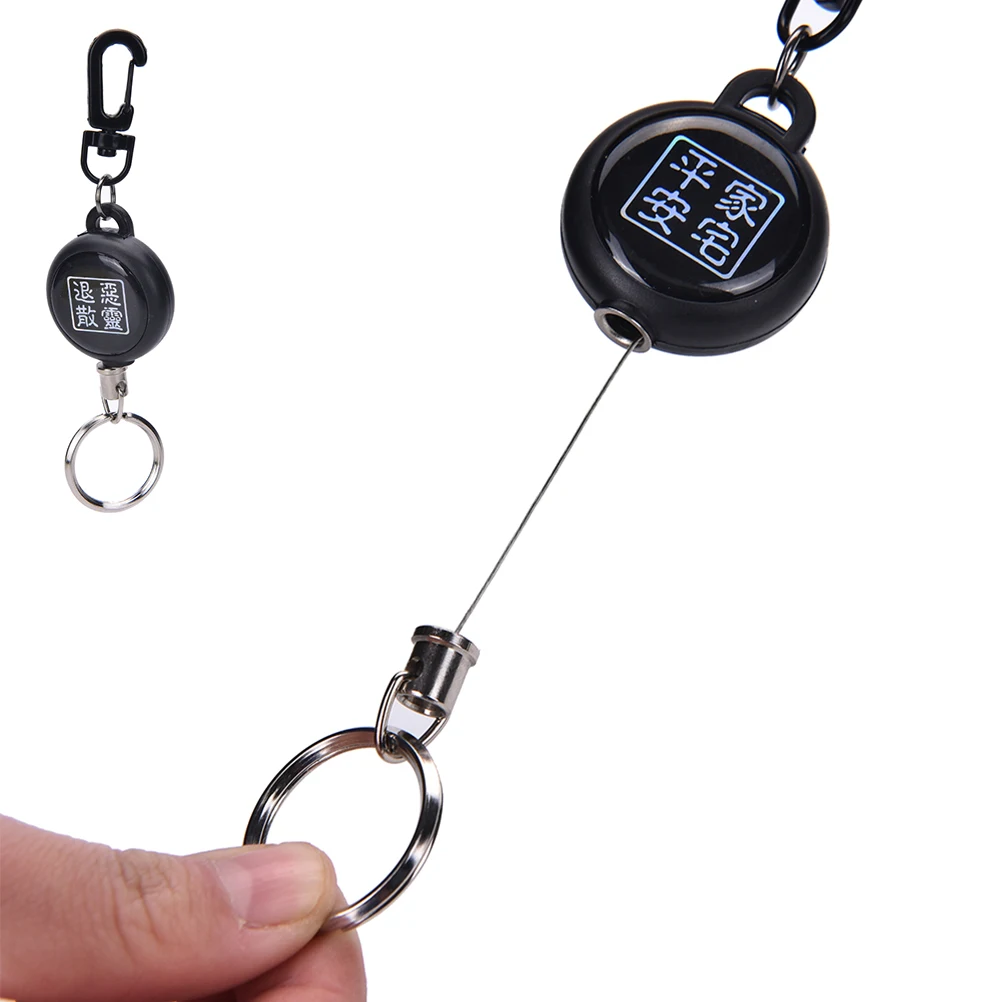 1PCS High Strength Steel Wire Pull Keyring Belt Metal Badge Retractable Reel