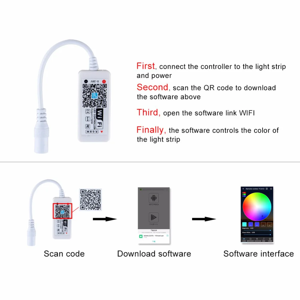Wifi мини RGB диммер контроллер Светодиодная лента домашний декор Регулируемый 5050 3528 Светодиодный wifi контроллер RGB wifi контроллер