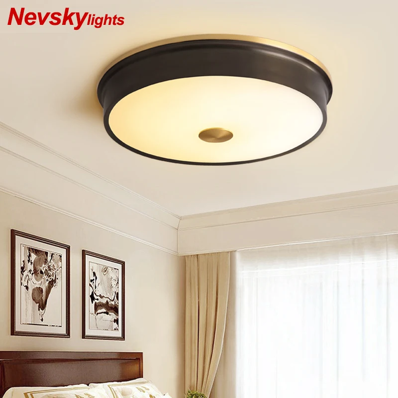 

LED Round Ceiling Lights American Style Ceiling Mounted Lamp For Bedroom Dining Living Room loft copper Kitchen Lighting