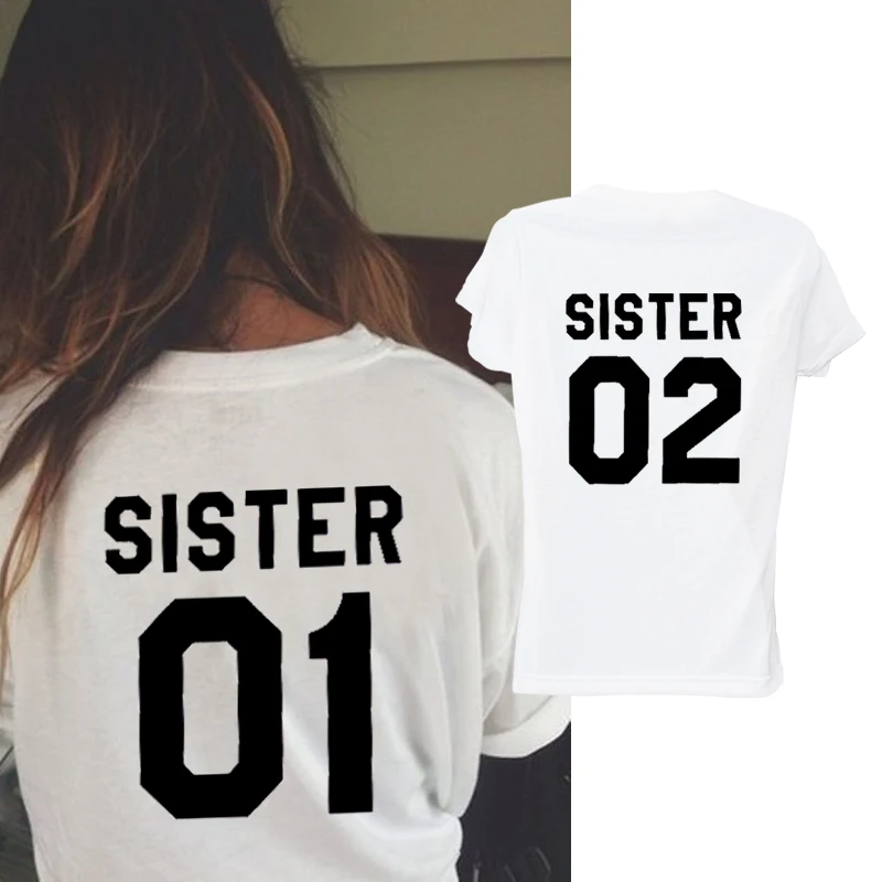 Футболка с лучшими друзьями, подарок для сестры, одинаковые футболки для сестры 01 02 Женская футболка для девочек Tumblr, женская летняя одежда, футболка