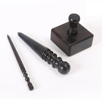 

New 3 Types Leathercraft Slicker Round Burnisher Ebony Wood Leather Burnisher Leather Slicker Tool, Leather Polished Rods