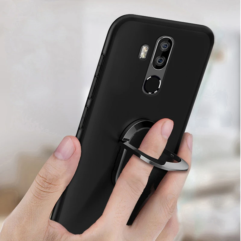 Cover For Oukitel K9 Case Red Blue Black Classic Finger Ring 360 Degree Rotation Soft Silicon