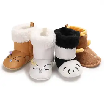 

2019 Winter Baby Booties Shoes Toddler Cute Bowknot Warmth Fluff Non-slip Crib Shoes First Walkers Infant Hook Loop Baby Boots