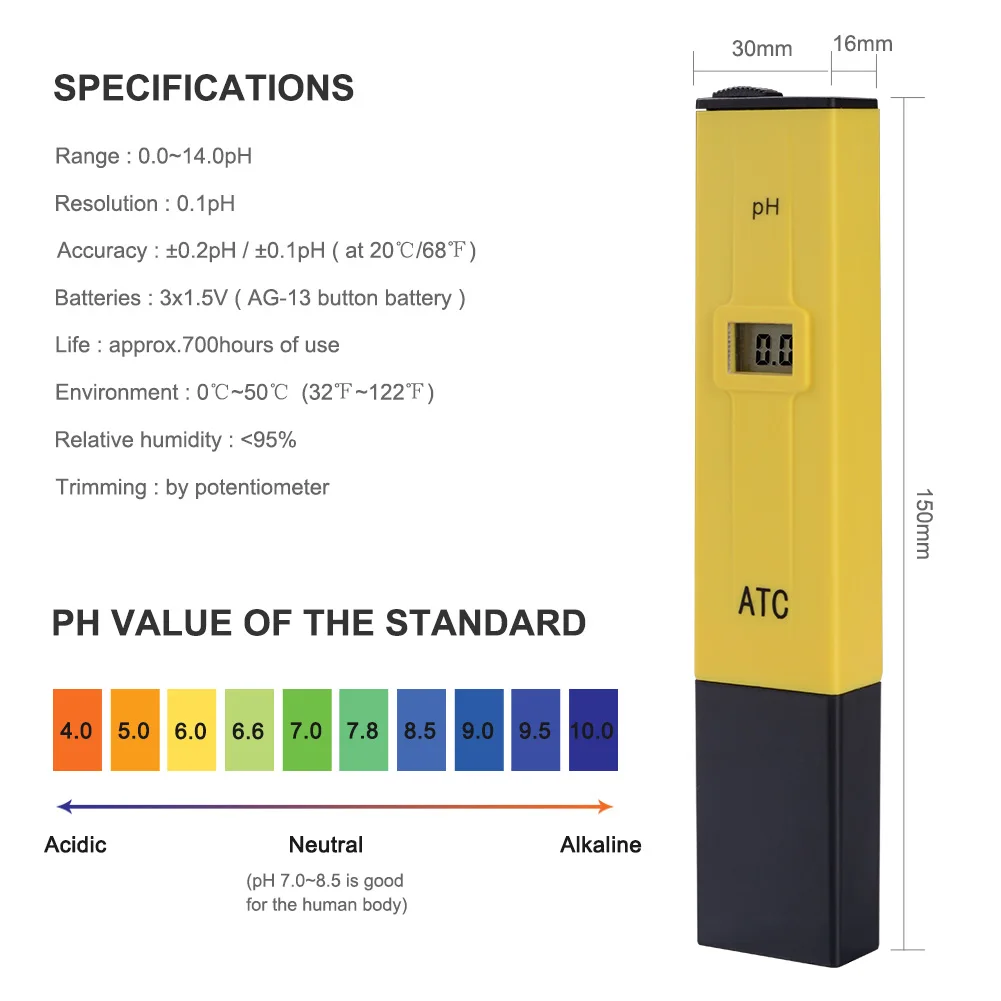 Yieryi портативный цифровой TDS измеритель качества воды тестер+ PH метр с ATC для Аквариума Бассейн воды Ручка Тип