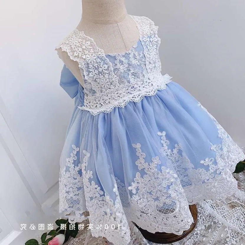 Spanish Girl Lolita Princess Dress Lace Stitching Bow Sleeveless Cute Ball Gown Birthday Party Easter Dresses For Girls Y2724 | Детская