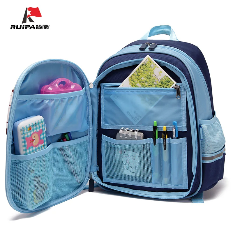 

Rui pai Genuine Happy Superman Cartoon CHILDREN'S School Bags Burden Relieving Spine-Breathable Anime Backpack Student