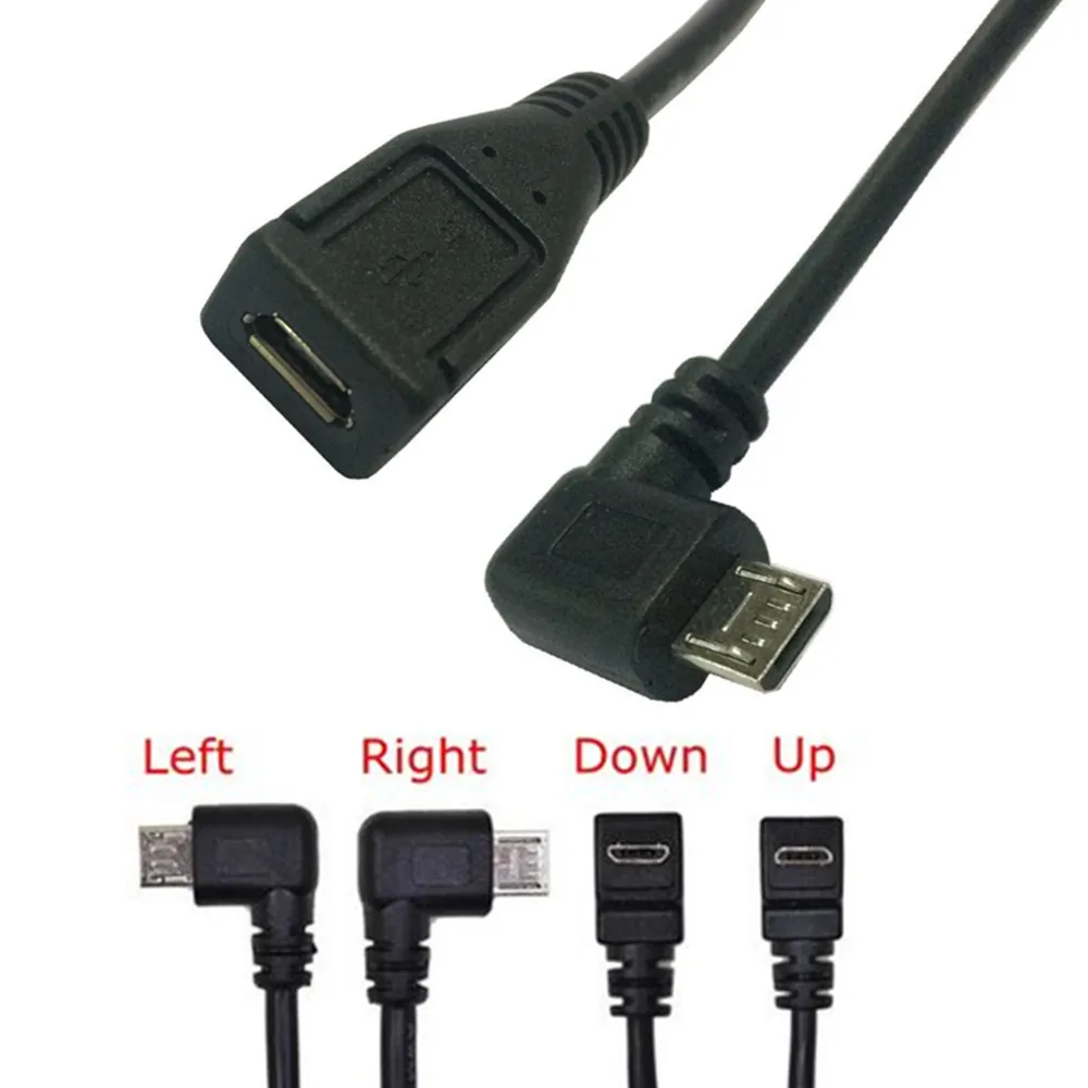 

0.25M 90 Degrees Micro USB Male to Female USB Cable Extend Converter Adapter