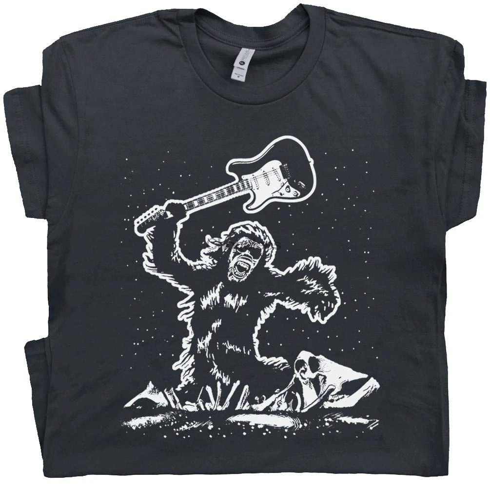 Электрогитара разбивает футболку Bigfoot футболка с гитарой гитарист 80s |