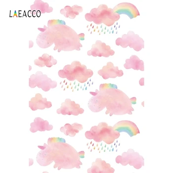 

Laeacco Newborn Photophone Clouds Rinbow Unicorn Raindrop Photography Backdrops Photo Backgrounds Baby Shower Birthday Photozone
