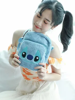 

Blue Stitch Smile Fashion Anime Plush Shoulder Bags Cartoon Tote Casual Handbag Fluffy Dolls Phone Bag Lady Girls New