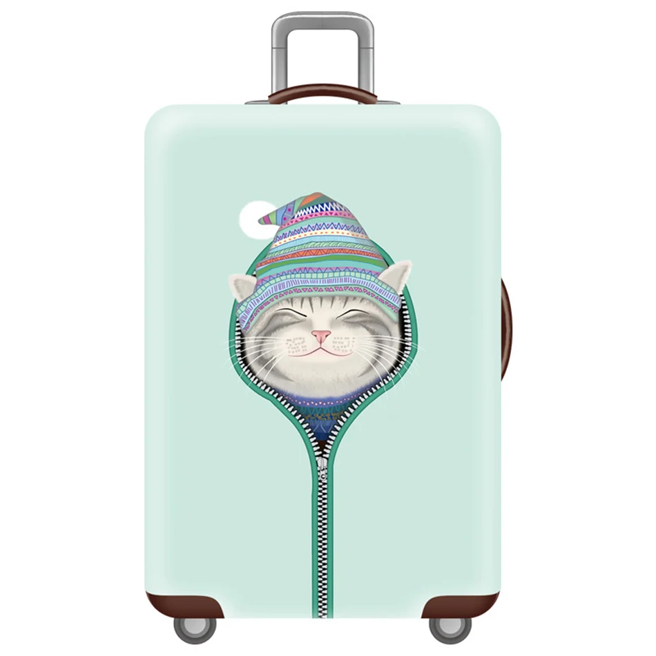 Kawaii 3D кошка животное багажный чехол защитный чехол утолщенный Водонепроницаемый Эластичный собачий чемодан Крышка 18-32 Ince XL аксессуары для путешествий - Цвет: 11