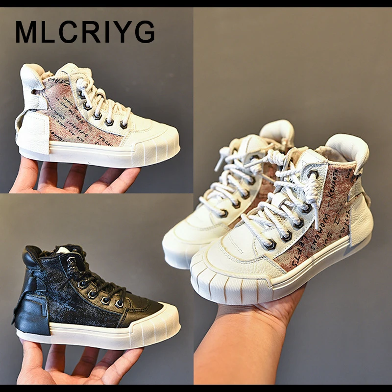 

Autumn New Kids Sport Sneakers Baby Girls Genuine Leather Shoes Children Brand Casual Sneakers Boys Mesh High Sneakers Trainers