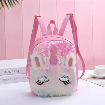 

Hot Cartoon Unicorn Soft Plush Backpack For Girl Boy Reversible Sequin School Bag For Teenager Girls Travel Bookbags 3 color