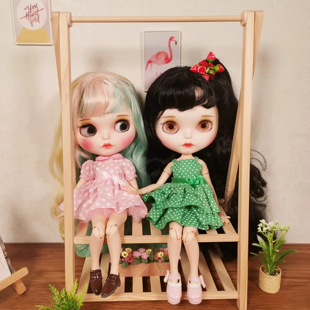 Кукла Blyth шарнирная черно-зеленая с одеждой и обувью | Игрушки хобби