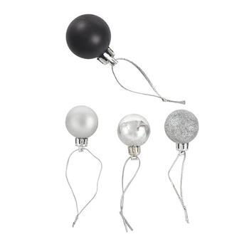 

48Pcs Chic Christmas Baubles Tree Plain Glitter XMAS Ornament Ball Decoration Black & Silver