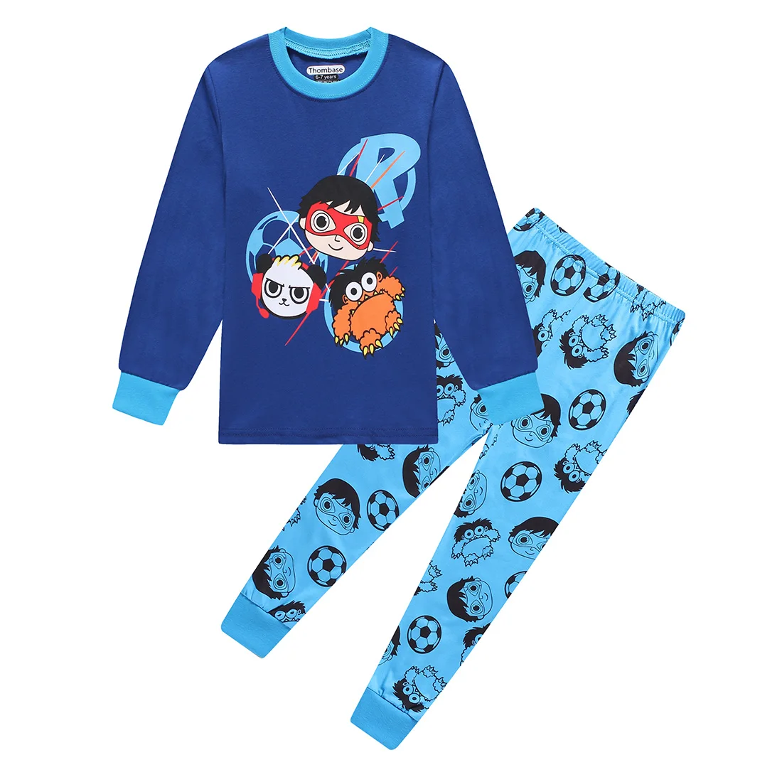 Little Boys Ryans world Clothes Clothing kids girls christmas pajamas PJs T-shirt + pant set pyjamas pijamas nightgown superman