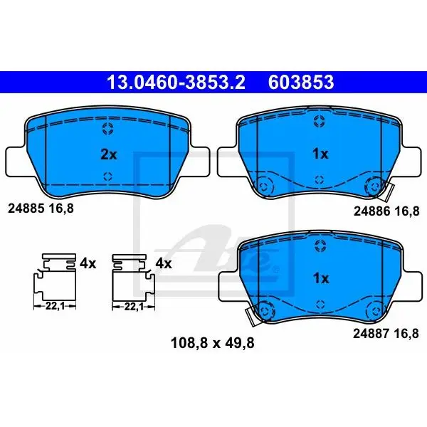 Колодки дисковые задние Toyota Avensis 1.6-2.0/2.0D/2.2D 09 ATE | Автомобили и мотоциклы