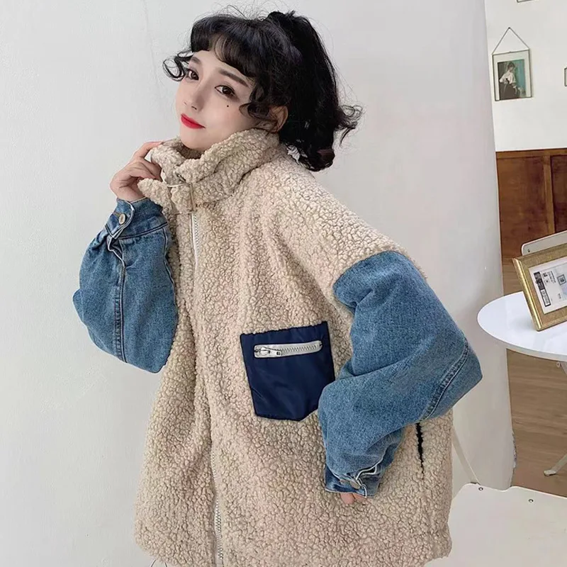 

! Loose-Fit Lambs Wool Joint Cowboy Sleeves Cotton-padded Clothes