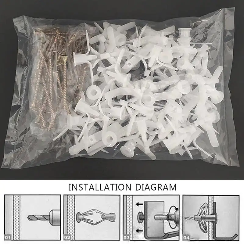 Kit d'Injecteur de Cloisons Sèches avec Vis, Percé, pour Mur de Maison, Spécial pour Nylon, Plastique, Plaque de Plâtre, 6 000 Pièces, 100 Pièces