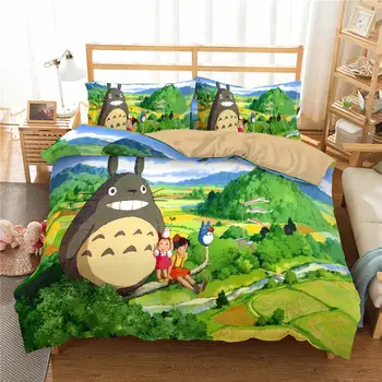 

ZEIMON 3D Printed My Neighbor Totoro Duvet Cover Set Luxury Microfiber Bedding Set Twin Queen King Size Quilt Cover Home Textile