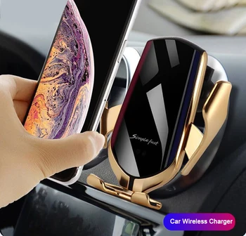 

R1 Car Wireless Charger For IPhone X XR XS 8 Plus Galaxy S10 S9 S8 Smart Automatic Clamping Fast Charge Air Vent Phone Holder