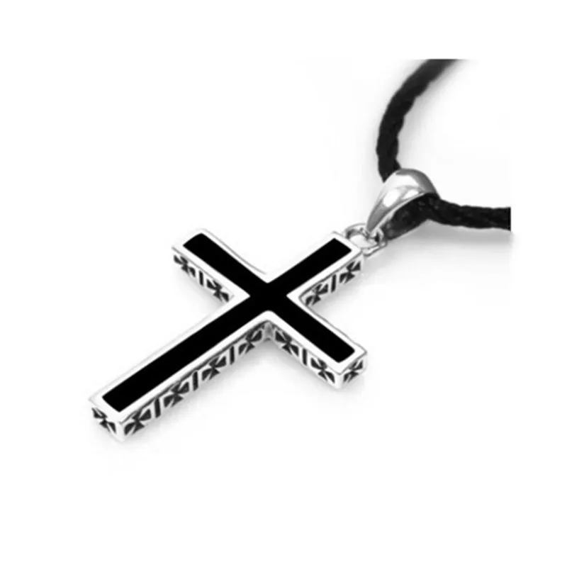 

Trendy Male Cross Pendant Necklace For Men Jewelry Women Fashion 925 Sterling Silver Necklace Boy Choker Accessories Girls Bijou