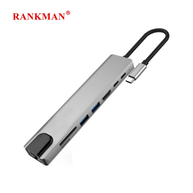 Rankman Typec To Rj45 4k Usb 3.0 2.0 C Dock Sd Tf Hub For Macbook