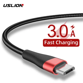 

USLION 3m Micro USB Cable 3A Fast Charging Mobile Android Phone Cable Data For Redmi Note 5 Pro Samsung S7 Micro Charger Cable