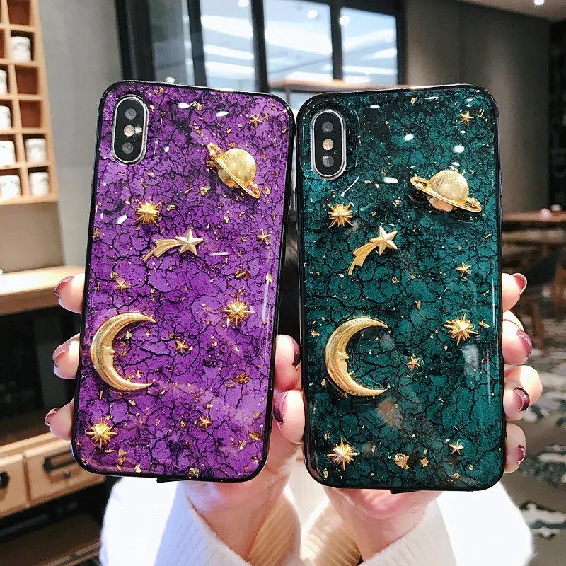 

Online Celebrity Star Moon Apple XAX Phone Case Xs Epoxy Shimmering Powder 7/8plus Soft Applicable Soft Cover Online Celebrity-