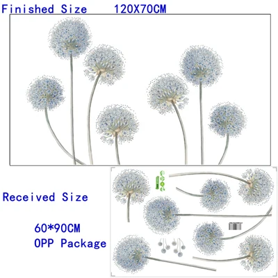 120*70 см Одуванчик Гостиная Ванная комната спальня современное украшение дома Наклейка на стену DIY цветочная Декаль плакат «коридор» роспись - Цвет: 120X70CM