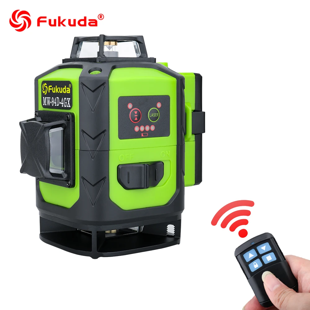 Fukuda Rotary Laser Level 360 16 Lines 4D Green Beam Cross Line Laser leveler Self-Leveling Horizontal Vertical Indoor Outdoor
