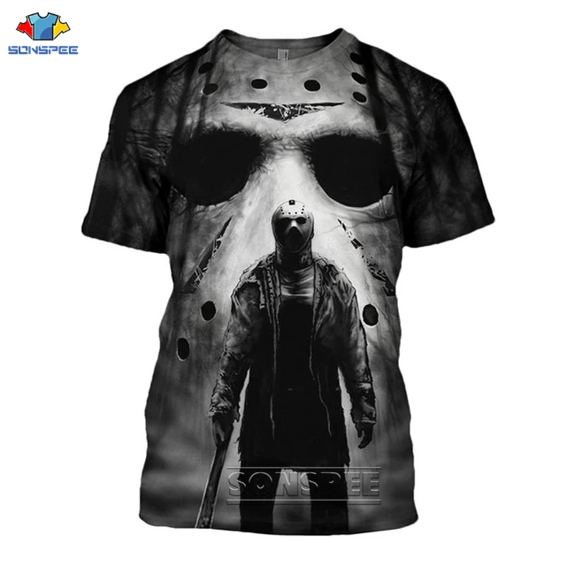 

SONSPEE Summer Top Tees Halloween Horror Michael Myers T-shirts 3D Print Men Women Unique Clothes Short Sleeve T Shirt Drop Ship