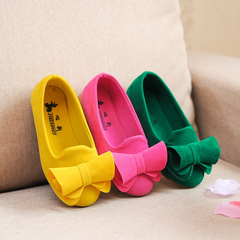 

AFDSWG spring and autumn bow low heel yellow shoes for girls green casual sneakers kids rose red children shoes for girls