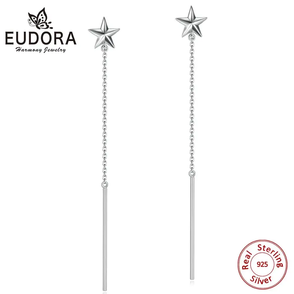 Юдора 925 пробы серебро Ослепительная звезда Ленточки серьги в виде капель для Для