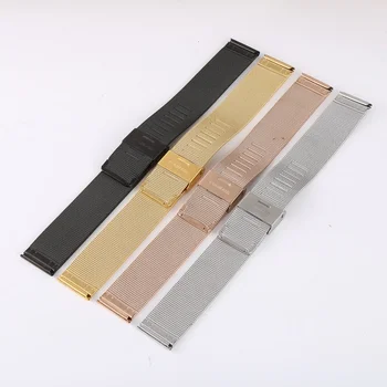 

Hot Milanese Watchband 12mm 14mm 16mm 18mm 20mm 22mm 24mm Universal Stainless Steel Metal Watch Band Strap Bracelet Black Silver
