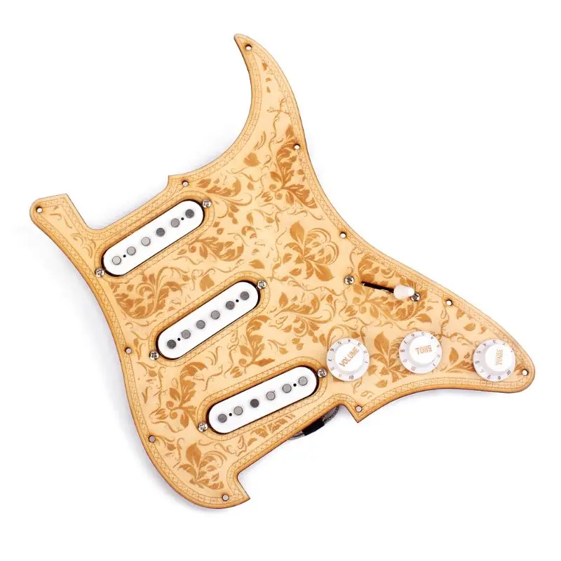 

SSS Prewired Pickguard 3 Single Coil 5 Way Switch Pickup for Electric Guitar 1 volume and 2 tone control knobs