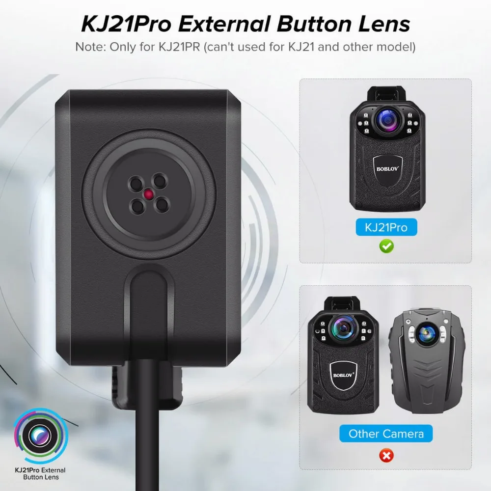 BOBLOV KJ21 PRO Button Camera External Lens Camera 720P Compatible With Small Body Camera KJ21PRO, Not for Mini Boblov KJ21 Cam