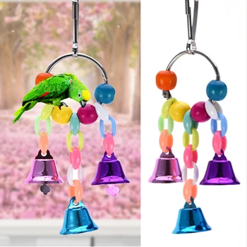 

Parrot Toys Bird Hanging Toy With Colorful Beads Bell Chain Pet Bird Parrot Chew Bite Toy Bird Cage Accessories Bird Hanging Toy