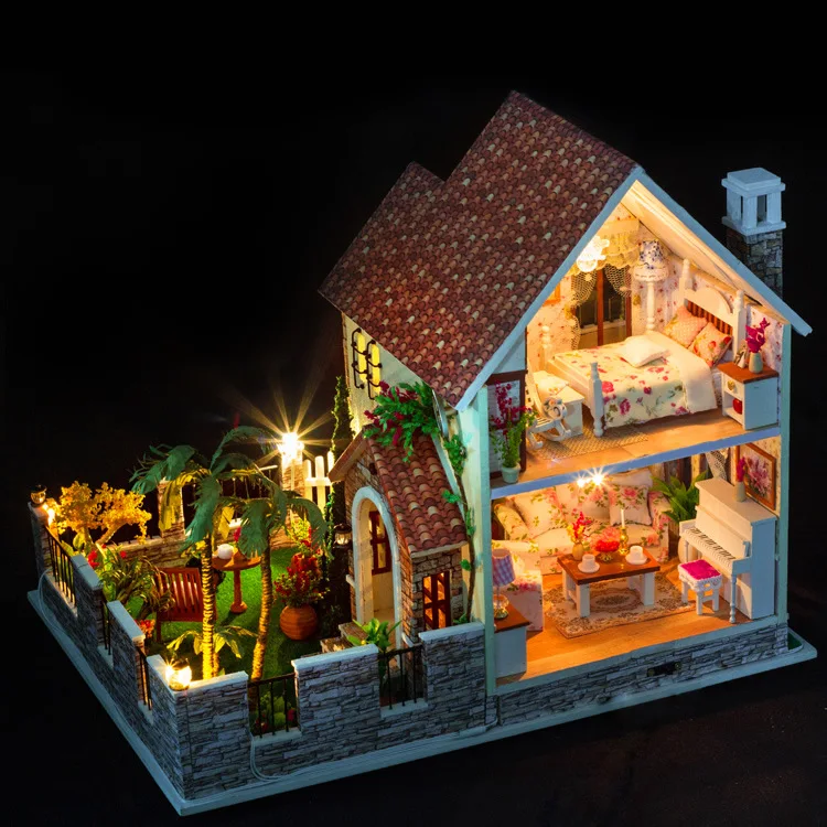 

Interest Yi Ya DIY Hut Large Villa Love Apartment Handmade Assembled Architecture Model Toy Women's Birthday Gift