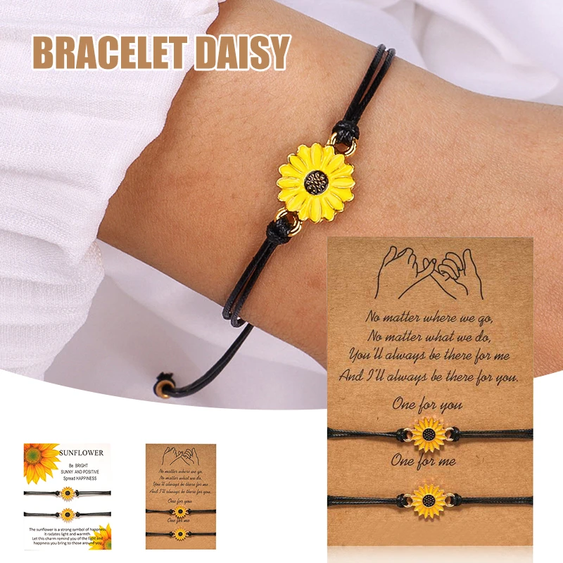 ひまわりブレスレット約束チャームブレスレットカード親友十代の少女のヒマワリカップルや恋人lxh Chain Link Bracelets Aliexpress