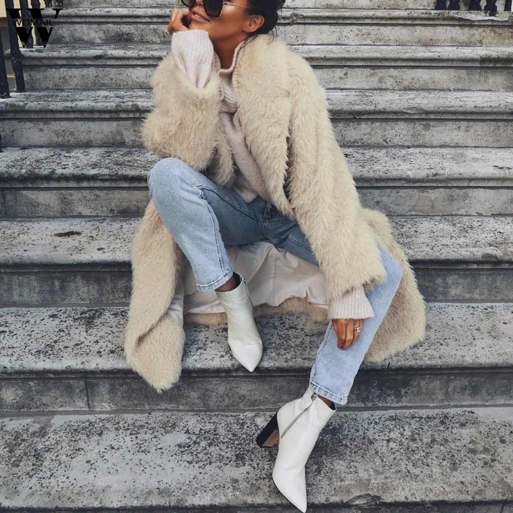Womail Womens Coats Women Fashion Solid Button Pockets Warm Plush Long Sleeve Long Tops coat women Abrigo XS-L